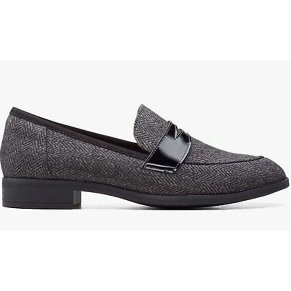 Clarks Trish Rose Loafer Gray Herringbone Size 9 1/2 NWOT - Picture 1 of 9